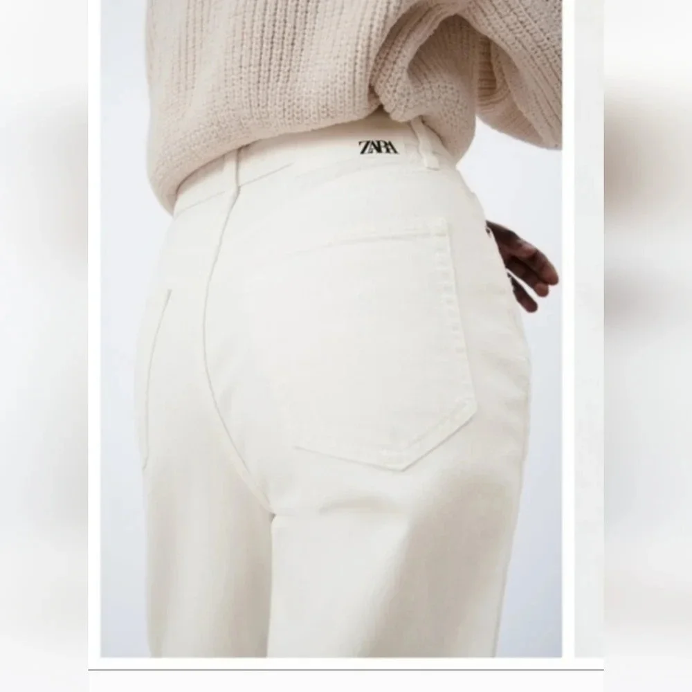 ZARA white distressed Mom fit jeans. Size 10. NWT